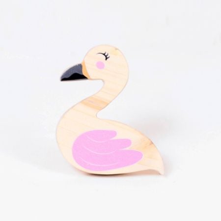 Handcrafted Pine Wood Flamingo Knob